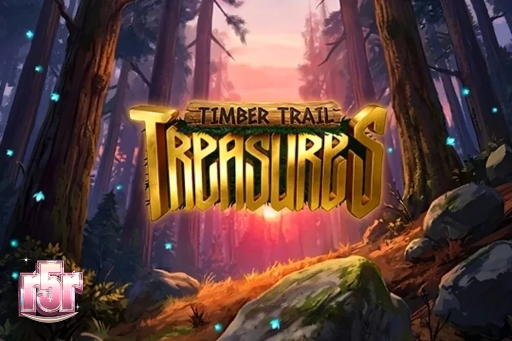 Cenário florestal místico com elementos de lenhador e símbolos de animais no slot Timber Trail Treasures